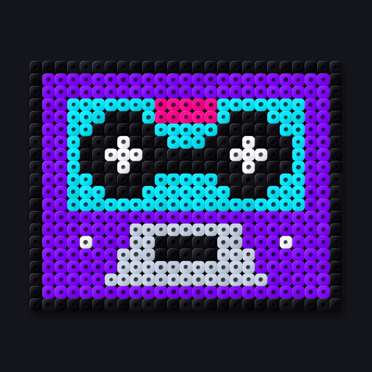 Bass Cassette perler pendant: a violet cassette tape