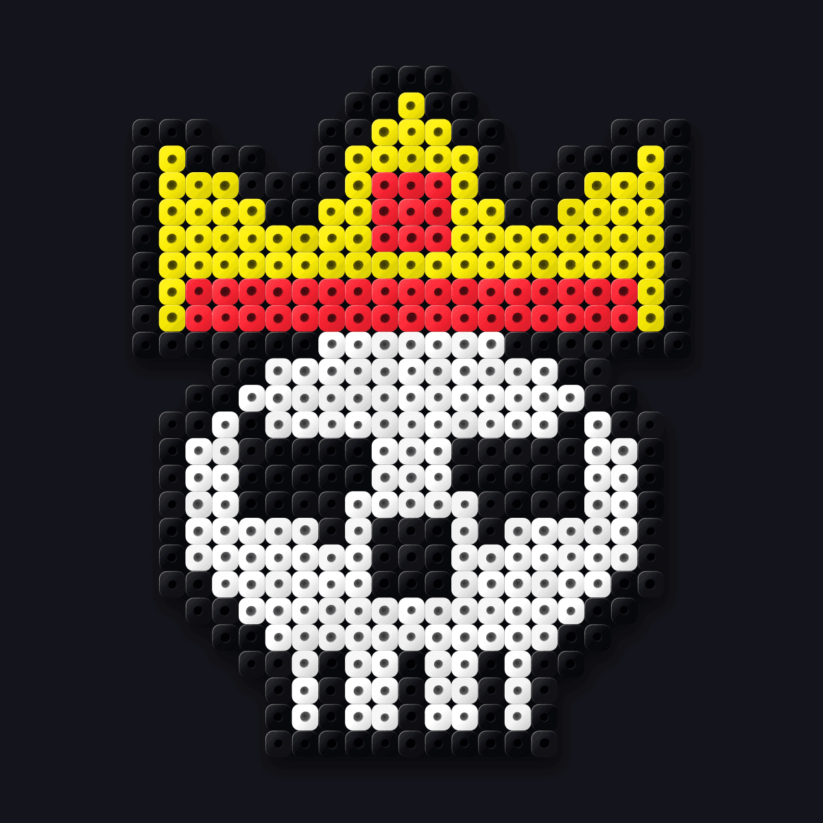 Crown of Blood perler pendant: a white skull under a gold crown