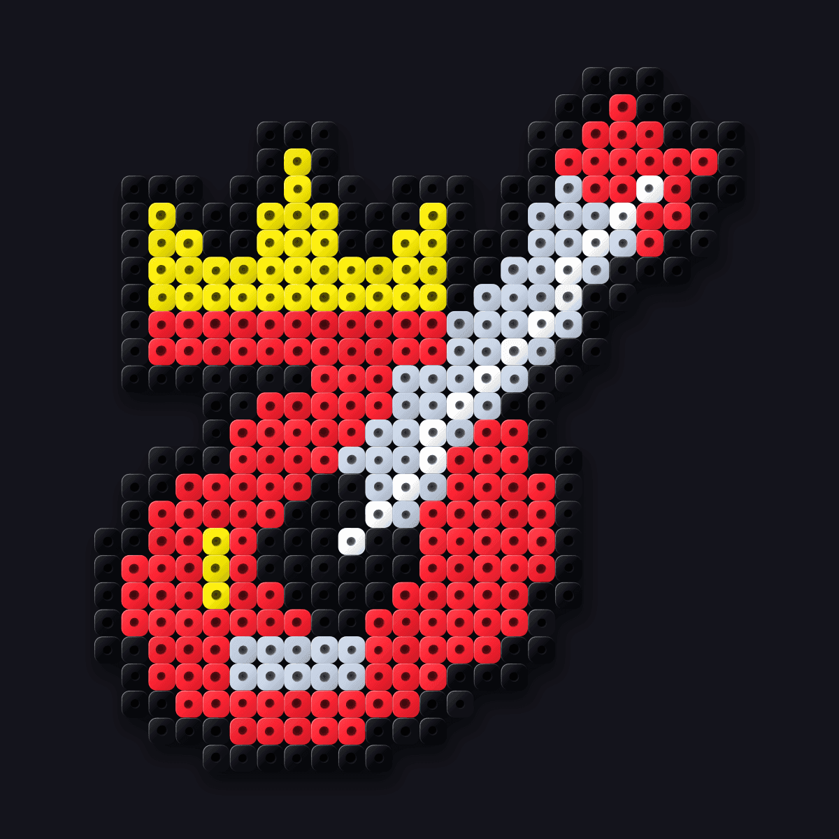 Crown Shredder perler pendant: a red guitar with a gold crown