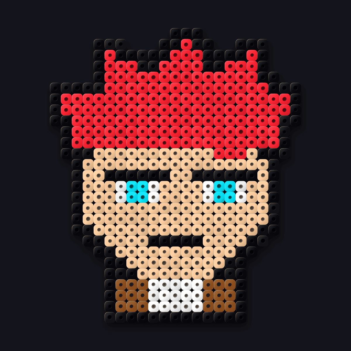Gaara perler pendant: a chibi bead portrait of Gaara