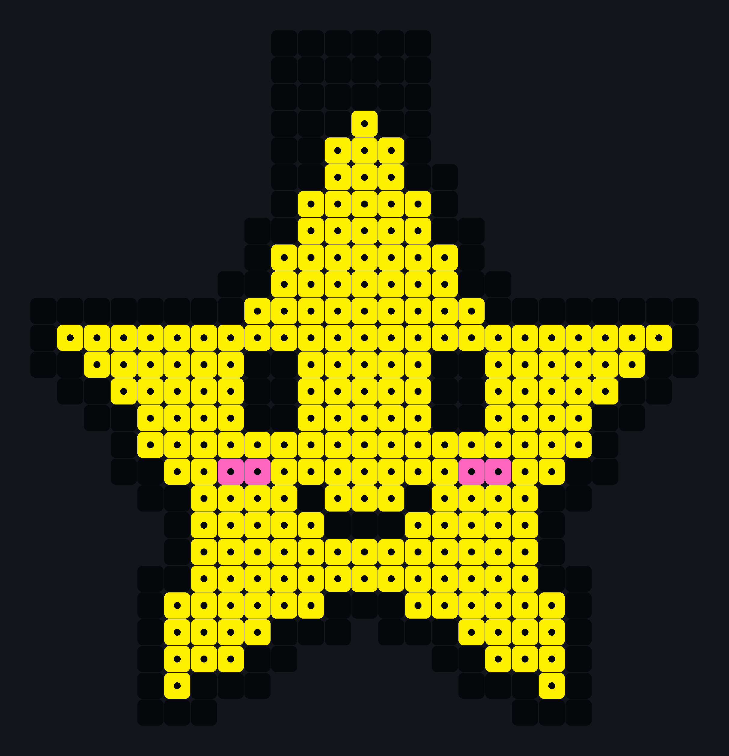 Happy Star perler keychain: a smiling yellow star with pink cheeks, 2.6 mm mini beads