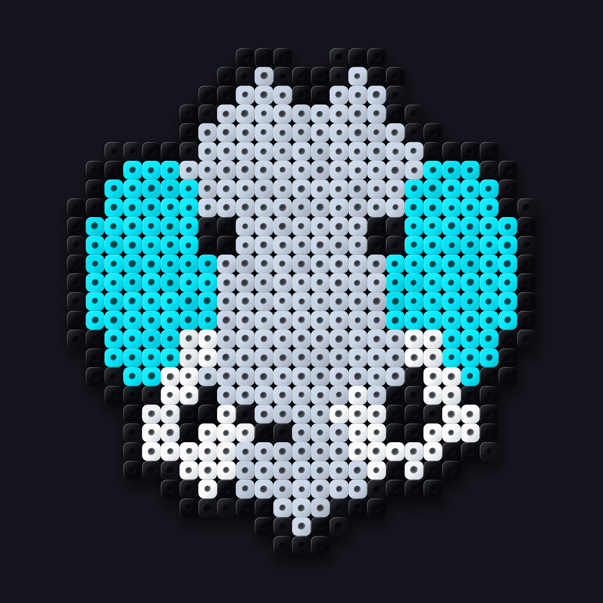 Ice Mammoth perler pendant: a silver mammoth with aqua ears