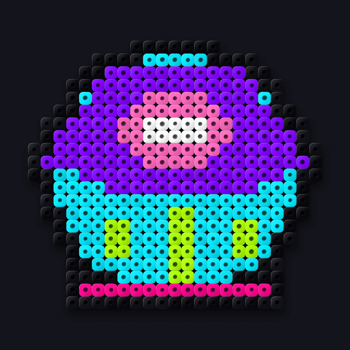 LASERSHIP perler pendant: a UFO with a pink dome