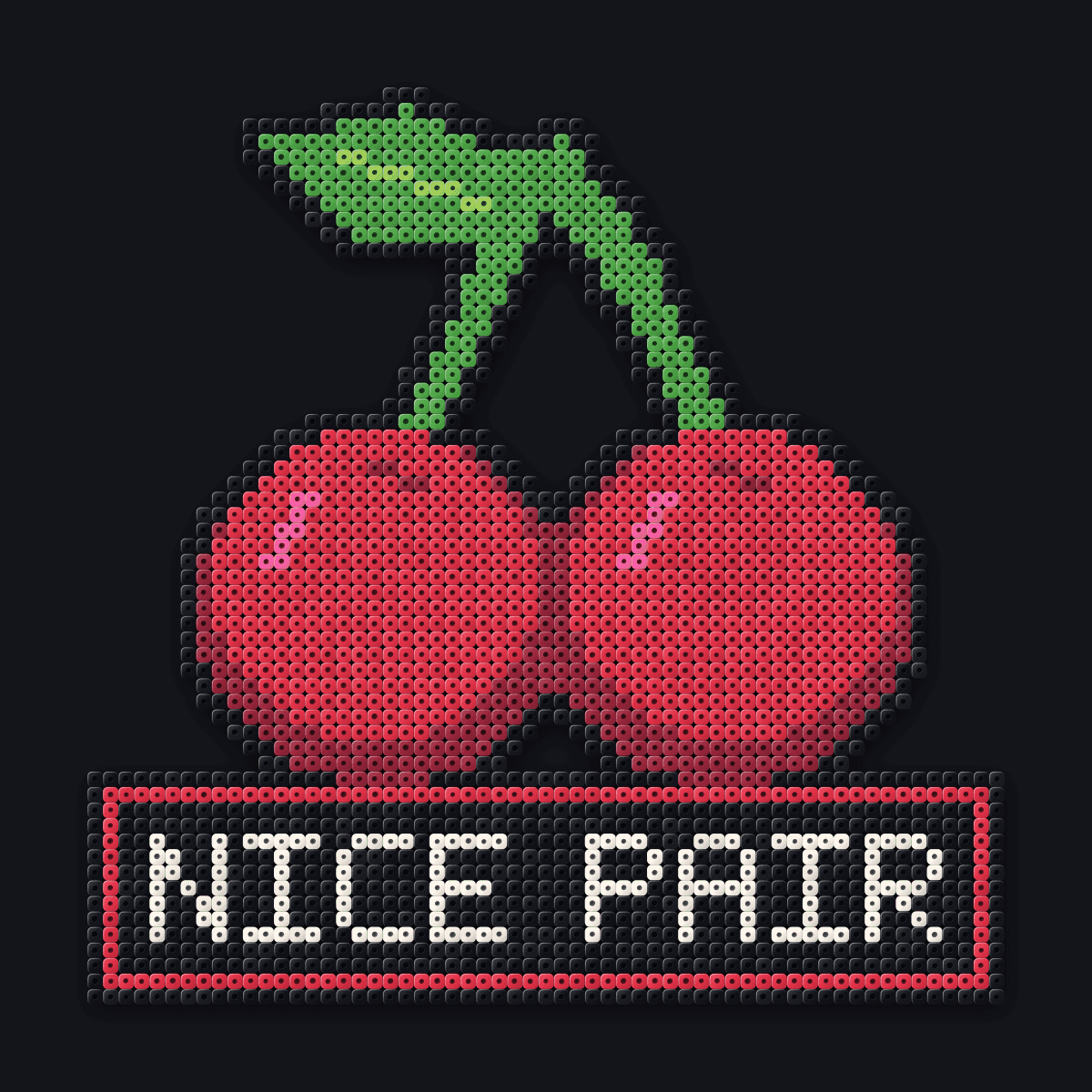 Colgante de perler Nice Pair: dos cerezas brillantes sobre una leyenda NICE PAIR