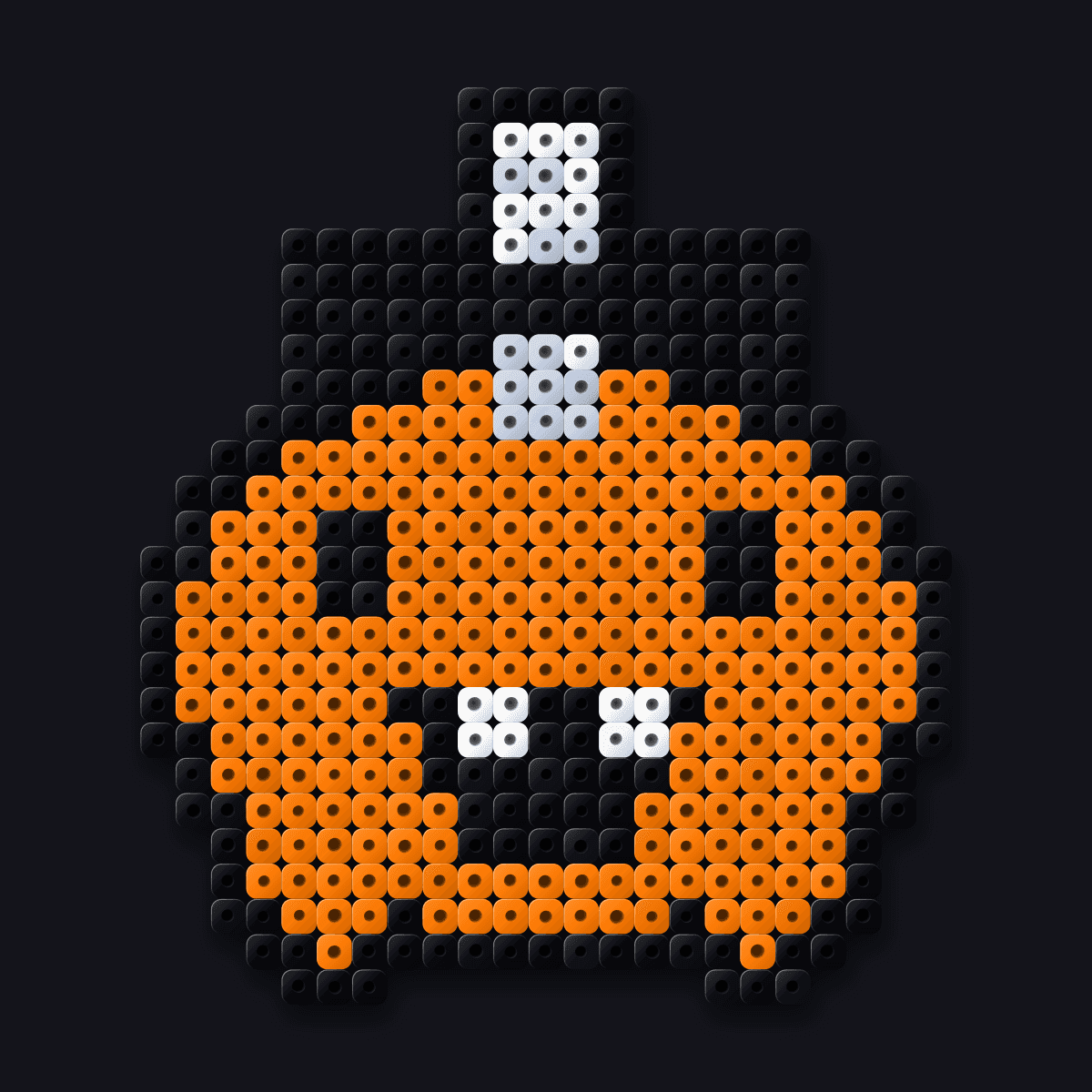 Pochita Pocket Pal perler pendant: an orange pup with a chainsaw horn