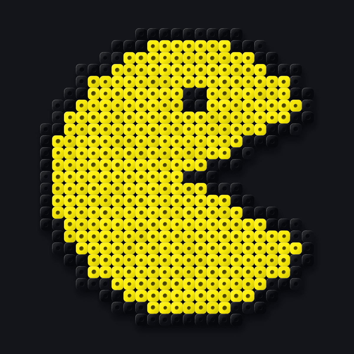 Power Pellet perler pendant: a yellow arcade chomper with an open mouth