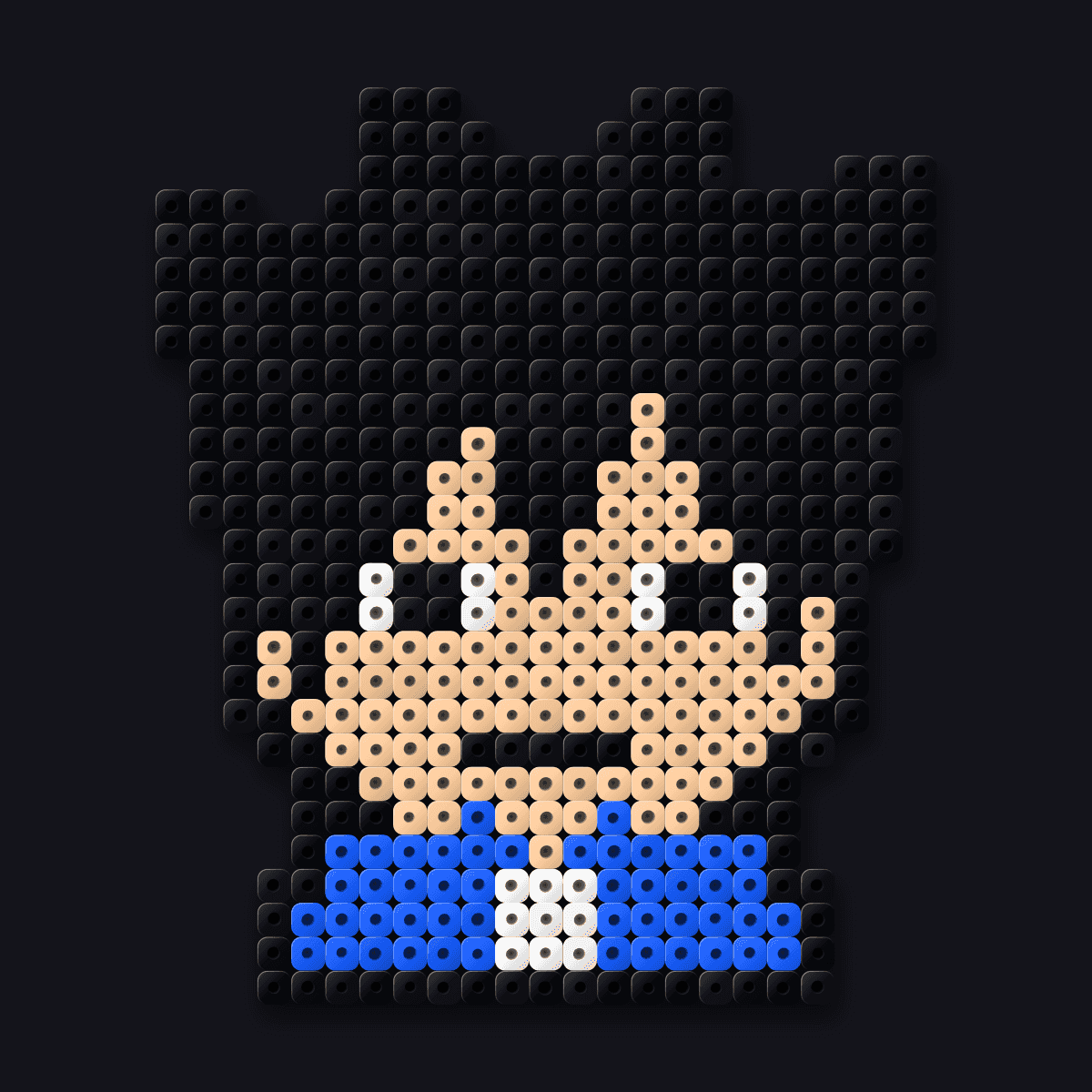 Sasuke Uchiha perler pendant: a chibi bead portrait of Sasuke Uchiha