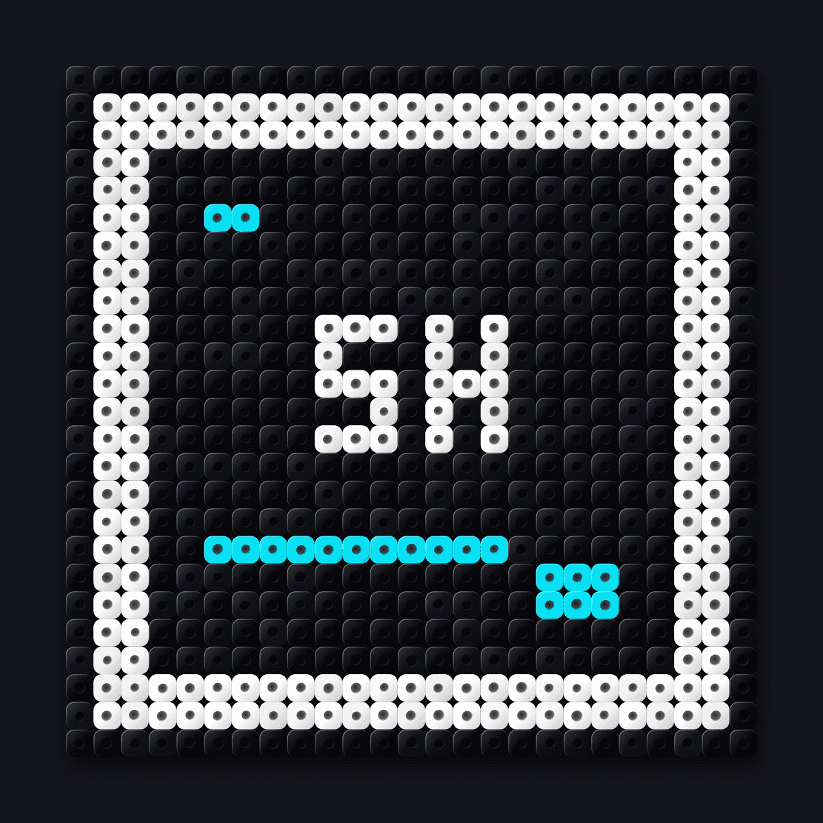 SH Element perler pendant: an SH tile in periodic-table style