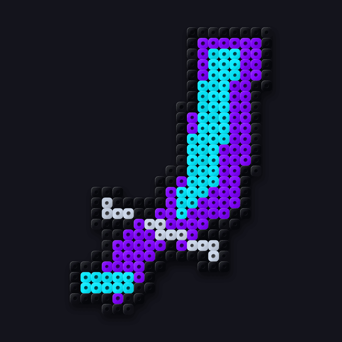Shadow Monarch Dagger perler pendant: a violet and aqua dagger