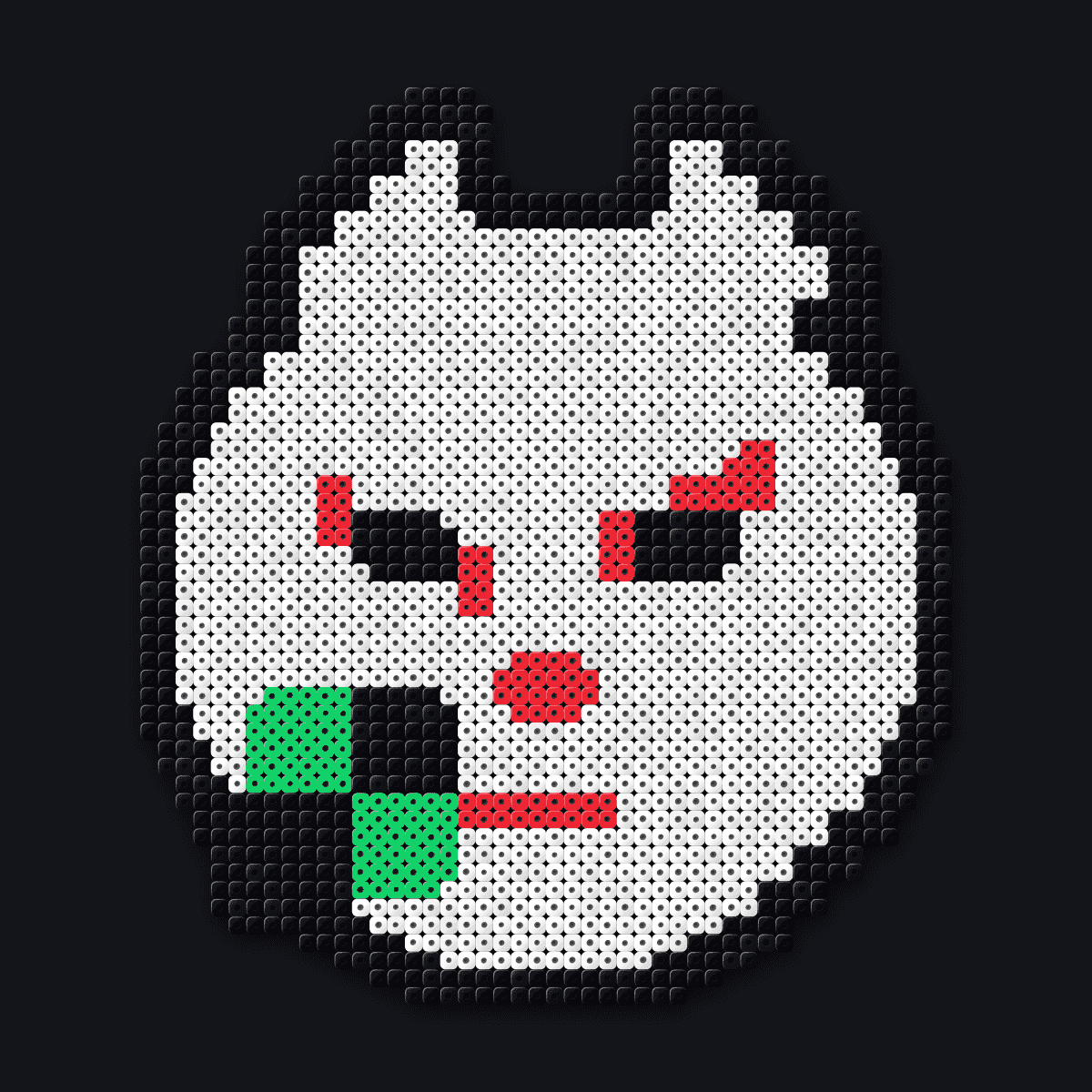 Pendentif perler Tanjiro Ward Mask : un masque de renard blanc aux marques rouges
