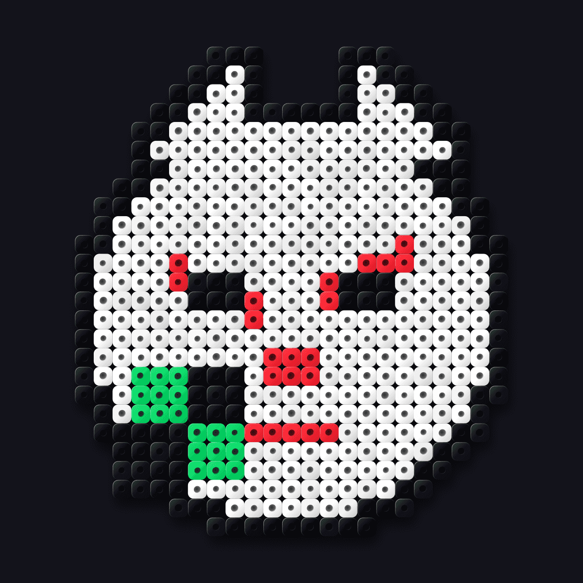 Tanjiro Ward Mask perler pendant: a white fox mask with red markings