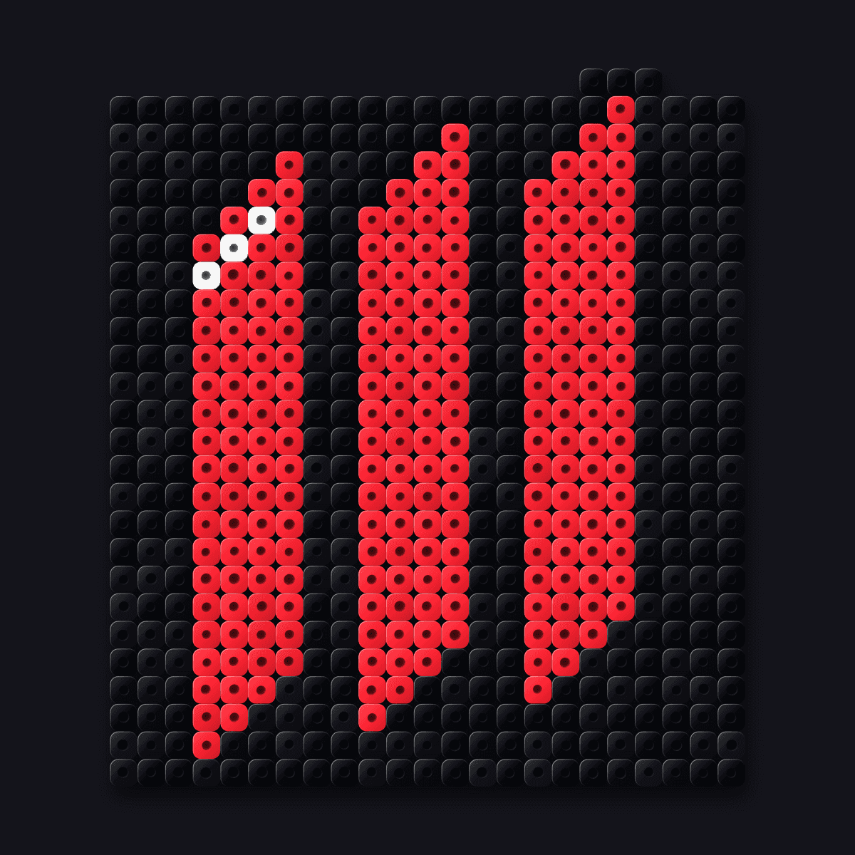 Triple Slash perler pendant: three red slashes on black